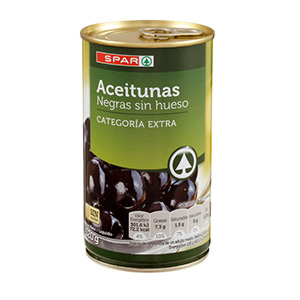 Azeitona SPAR Preta S/Caroço 150gr