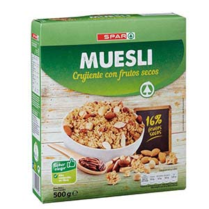 Cereais SPAR Muesli Frutos Secos 500gr